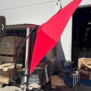 Red Offset Patio Umbrella - Modern Outdoor Shade